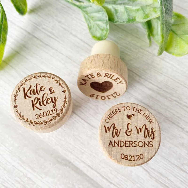 Personalized Engraved Wood Wine Stopper Laser Cork Bottle Toppers Gift  Wedding Party Company Logo Decor Favor