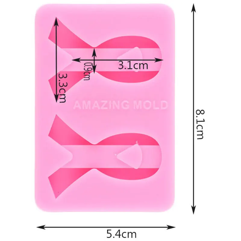 Ribbon Breast Cancer Straw Topper Silicone Mold Craft Keychain Epoxy Resin Molds Chocolate Candy Fondant Cake Decorating Tools