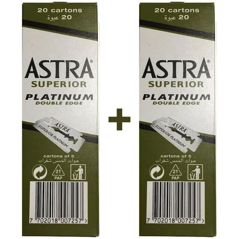 Astra Superior Platiunum Double Edge Razor Blades 2 Pack / 200 Pcs .