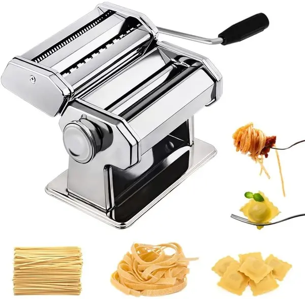 

Pasta Maker Stainless Steel Manual Pasta Making with Adjustable Thickness 9 Settings for Homemade Noodle Ravioli Spaghetti FREE