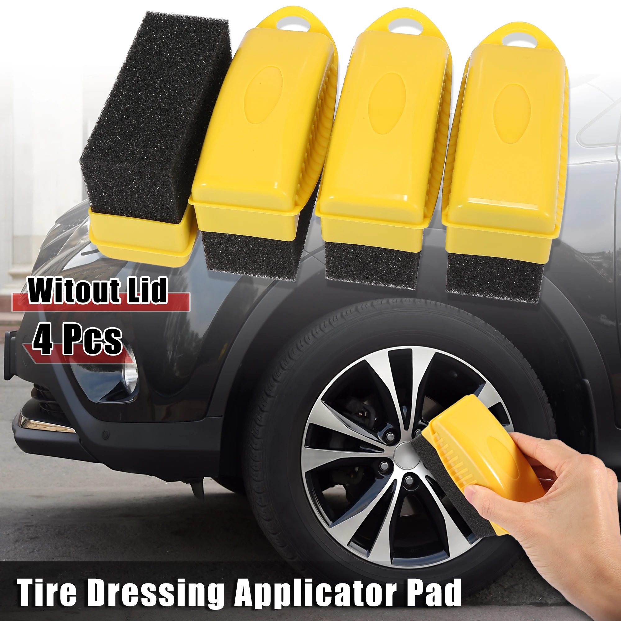 Uxcell 2pcs Car Tire Wheel Dressing Shine Contour Applicator Pads Sponges Waxing Polishing Wipe Wash Cleaning Tool