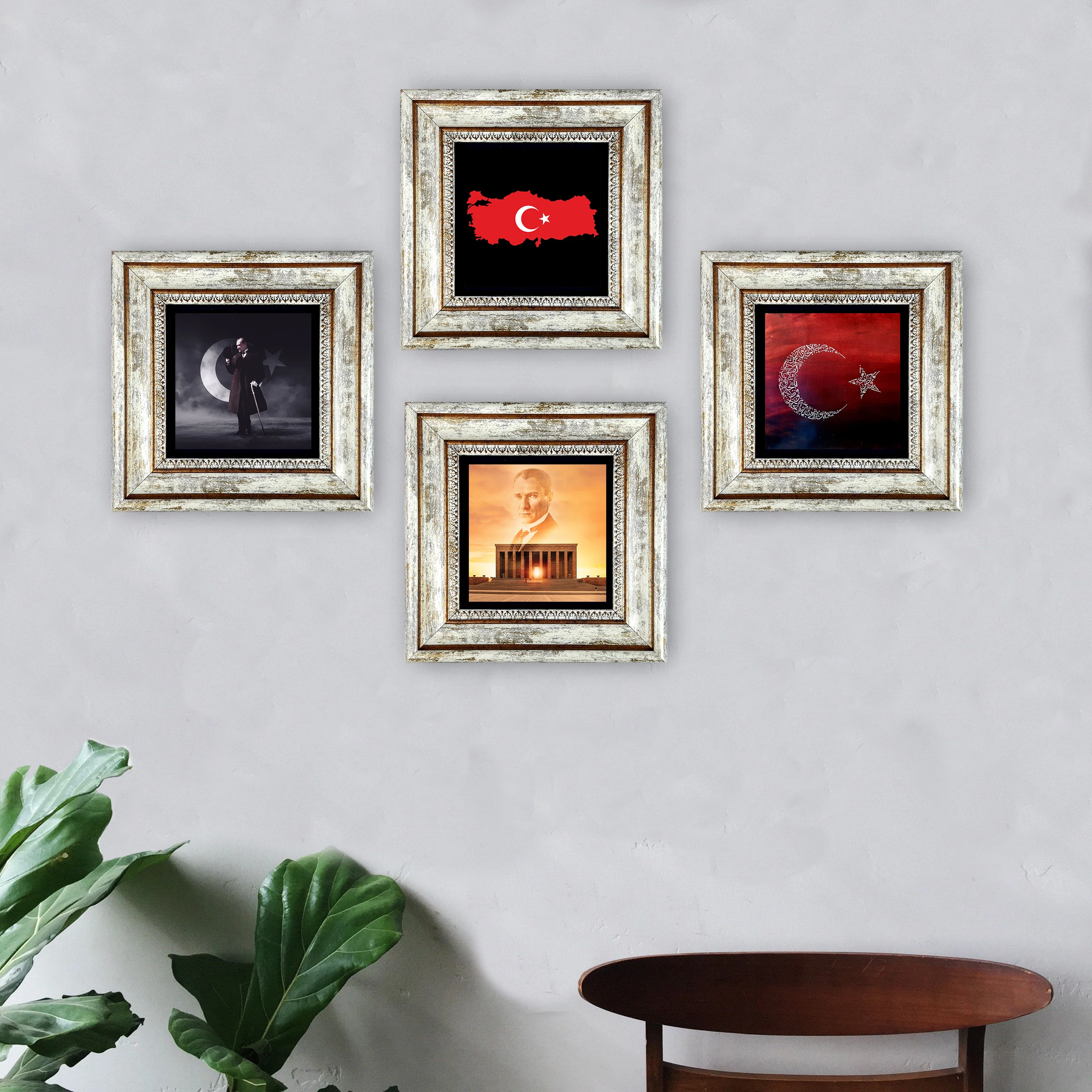 Handmade Natural Stone Painting Framed Wall Decor M.Kemal Atatürk Themed Room Vintage Poster Picture Gift Ornament Special Print