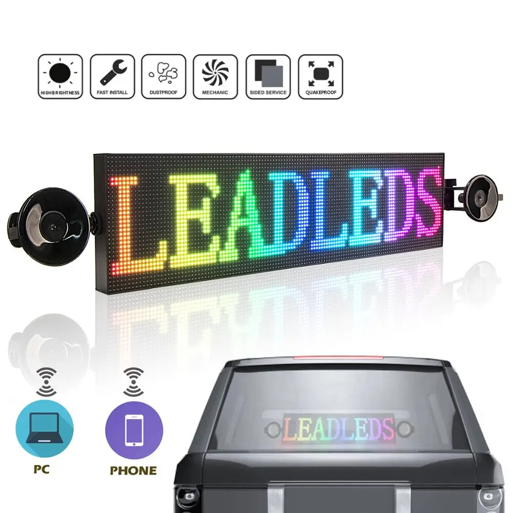 52CM Car Led Message Board Emotion Light Antivibration Emotion Light Neon Open for Windscreen Temporary Parking Mobile Control