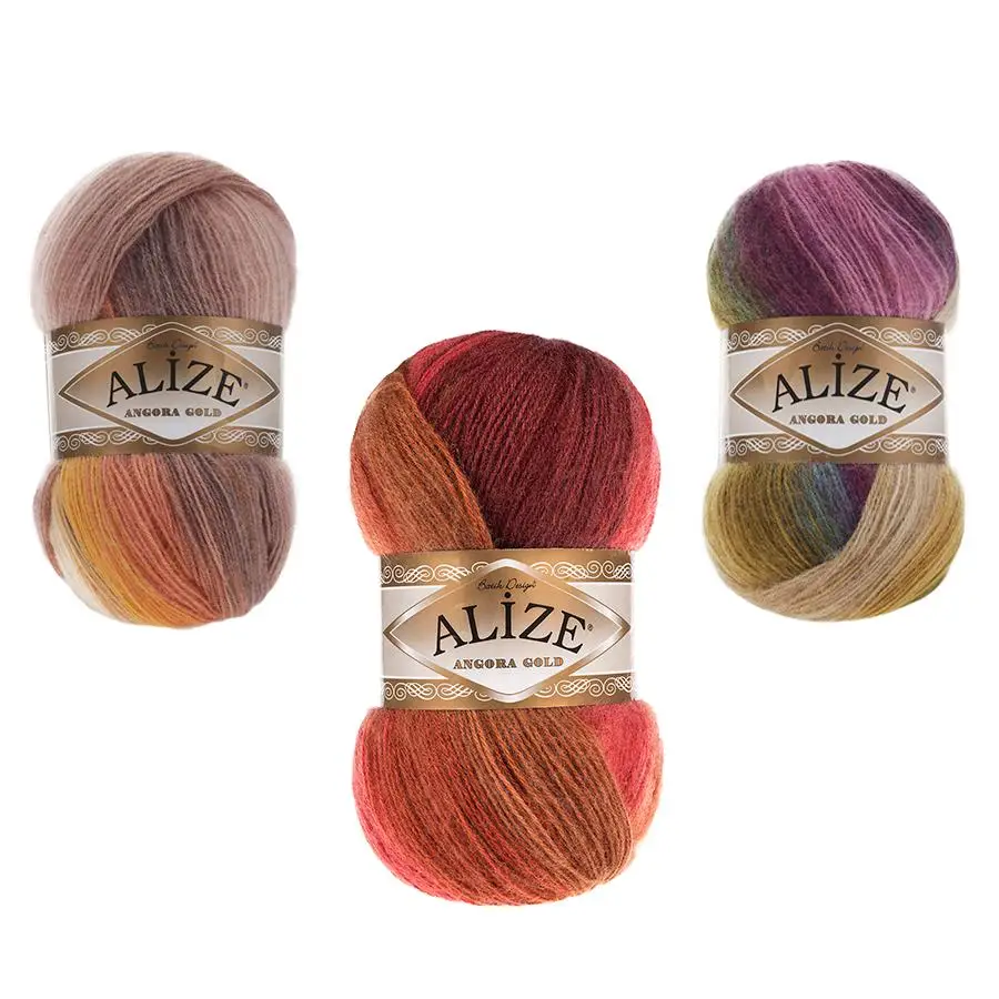 Alize Angora Gold Batik Yarn 100g - 550m Mink Merino Mohair Alpaca Patterned Wool Knitting Crochet Colorful Cotton Multi Color