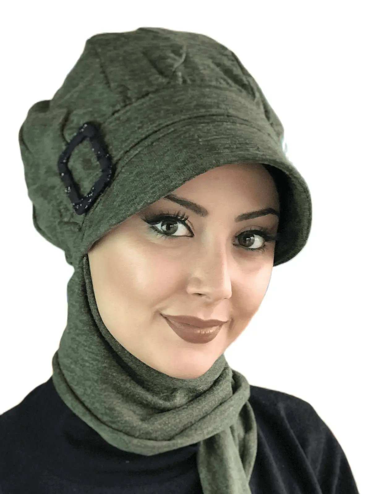 2023 Hijab New Fashion Women Muslim Clothing Cancer Chemo Head Wrap Knitwear Foulard Bonnet Henna Green Buckle Scarf Hat Shawl