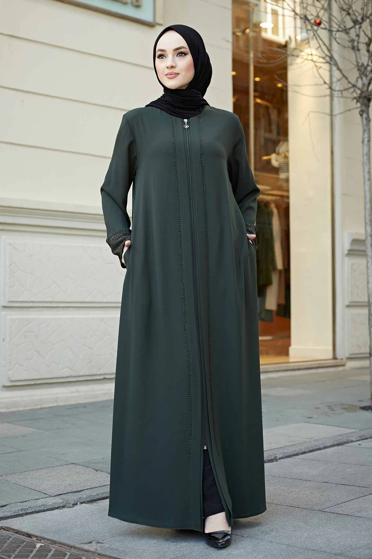 Lace Detailed Abaya Dress Turkey Muslim Fashion Islam Clothing Dubai Istanbul Women Istanbulstyles 2023