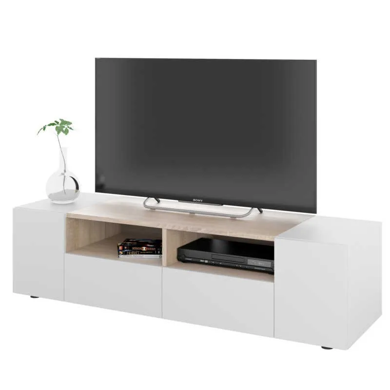 Living room furniture, Tamiko dining room module, white Artik and Canadian oak finish, size: 138x34x40,2 cm