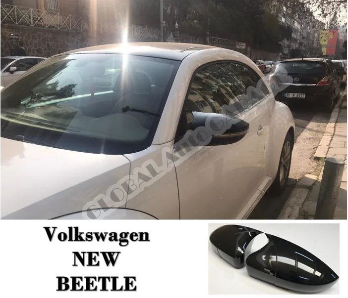 For VW Volkswagen New Beetle Bat Mirror Cover 2011-2019 Glossy Piano Black 2 Pieces Wing Car Styling Auto Accessory Universal