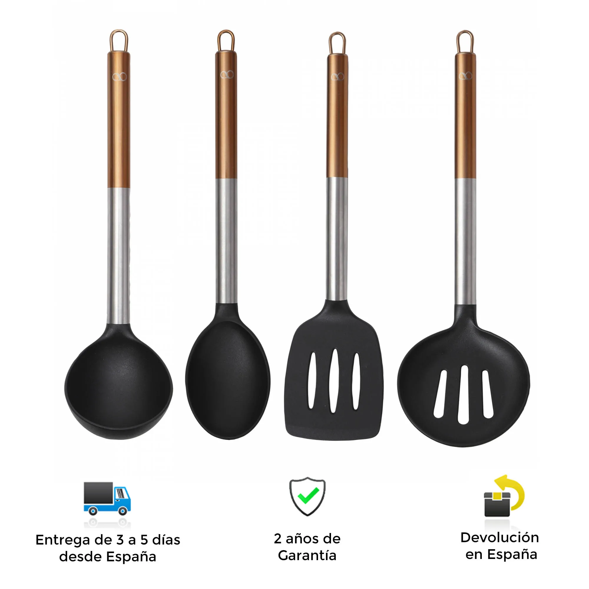 Set 4 Infinity Chefs cookware, modern design, elegant, practical, tough, durable, cutlery, skimmer, spatula, spoon, cookware, utensils