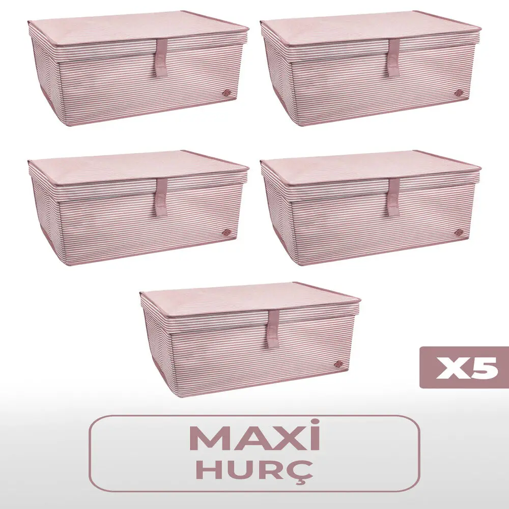 5 pcs Multi-Purpose Storage Container with Lid Maxi 50x40x30 cm 60 liter Brown Pink blue Colored Multi-Purpose Storage Seal