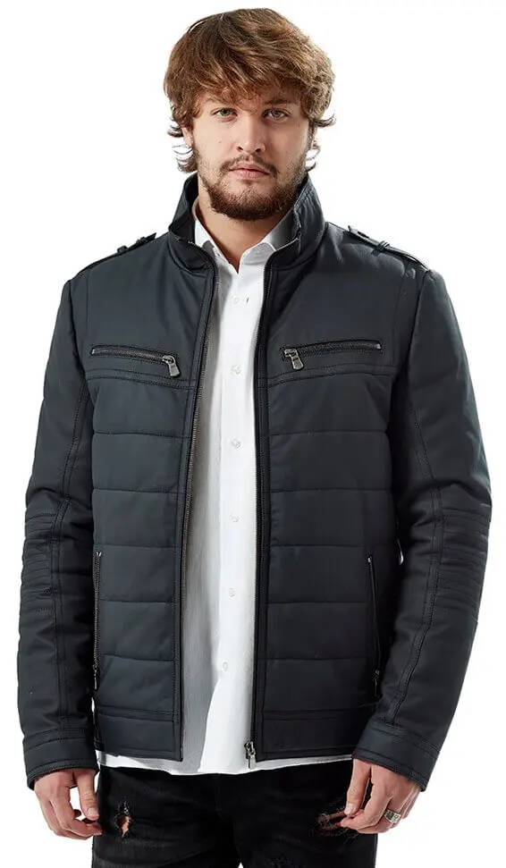 Luca Nam Phối Da Màu Xanh Hải Quân Taffeta Orjinal Da Cừu Thu Đông 2022 Biker Slim Size Lớn VintageTürkiye
