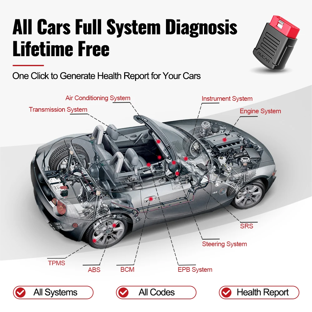 MUCAR BT200 OBD2 Car scanner diagnostic tool 15 Reset Oil SAS Full System engine Diagnosis Lifetime Free Update Auto Code Reader