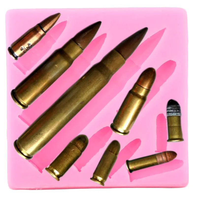 3D Gun Pistol Bullet Silicone Mold Sugarcraft Cupcake Chocolate Baking Mold Fondant Cake Decorating Tools Candy Clay Resin Mould