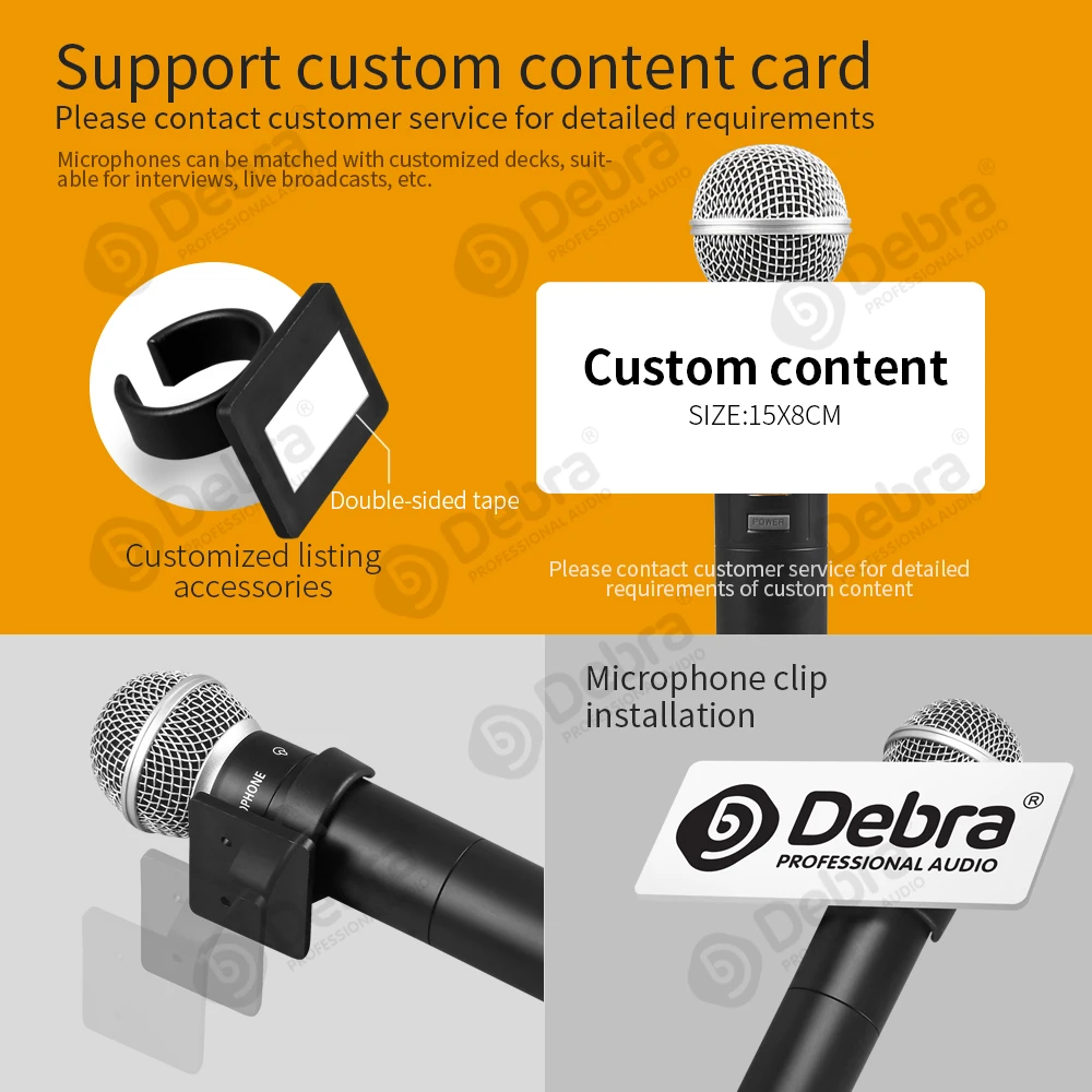 Debra DV01/02H UHF Wireless Handheld Mic with Monitor Function Support Custom Content Card For Interview Live Broadcast VLOG