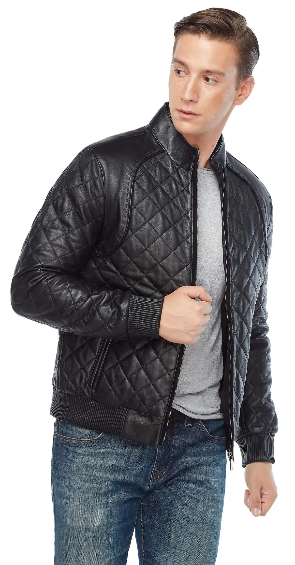 Giacca in pelle trapuntata nera originale in pelle di agnello autunno inverno 2022 Biker Slim Large Size muslimah