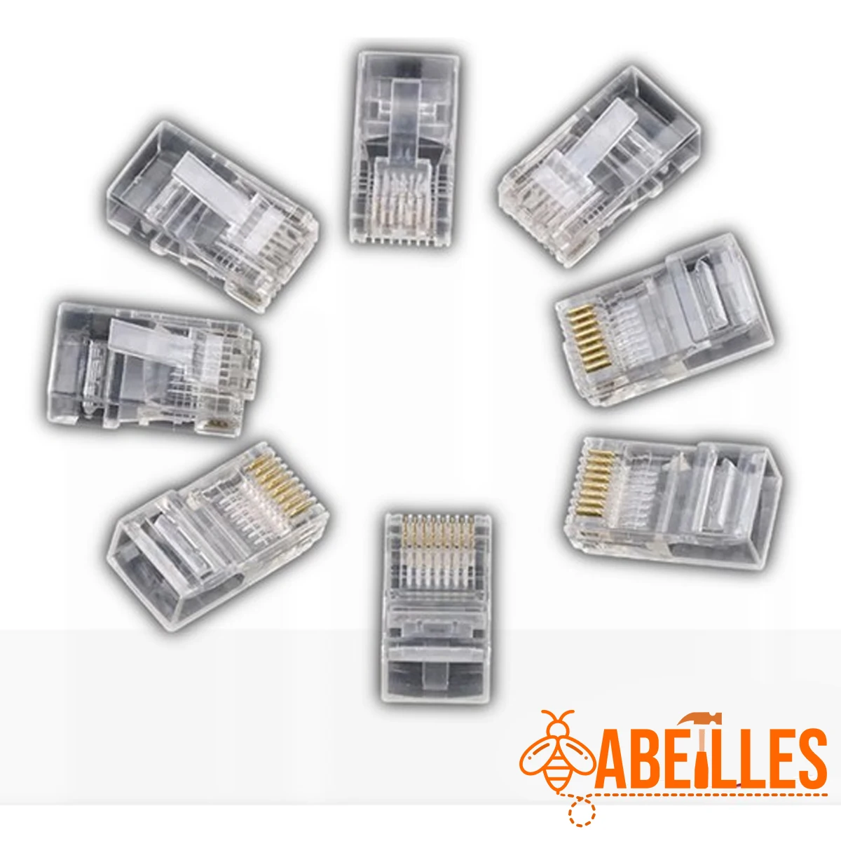 100 قطعة RJ45 موصل شبكة وحدات التوصيل كابلات إيثرنت RJ-45 رؤوس كريستال