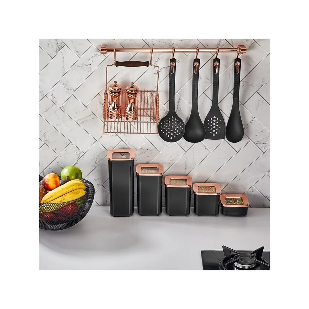 5 Pcs High Quality Black Copper Color Storage Box Sealed Kitchen Storage Box Food Canister Keep Fresh New High Quality Container