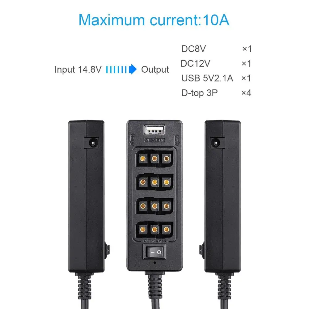 Fomito 7x Output Port Dtap Splitter Cable Universal Multiple 10A Socket With 1/4\'\' Screw Holes