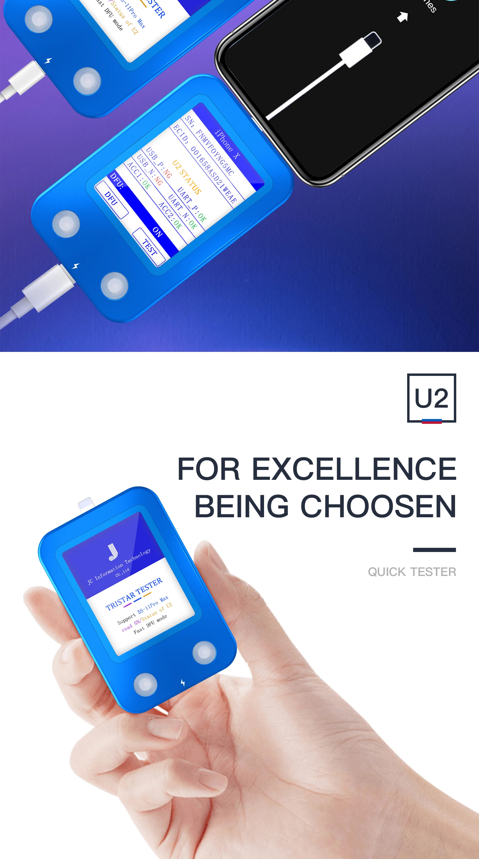 JC U2 Nhanh Báo Cho iPhone U2 Sạc IC Lỗi Nhanh Bút Thử SN Số Serial Nhanh Báo Đầu Đọc Công Cụ Sửa Chữa