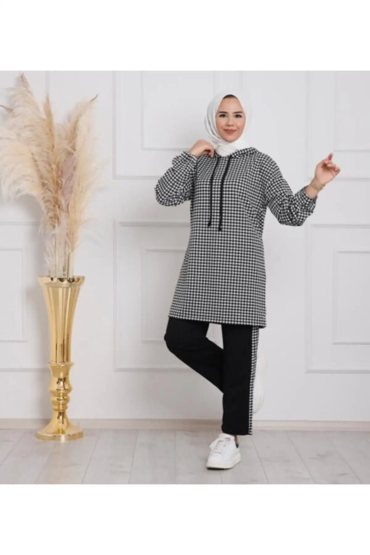 Hooded Crowbar Pattern 2 Li Suit Knitwear standard you Bottom Top Suit religious Muslim Dubai Arab abaya Turkish set woman hijab