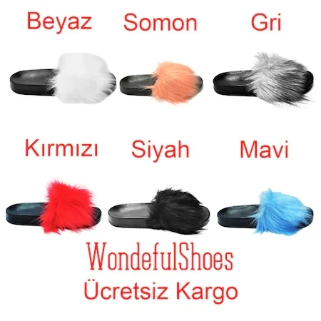 WondefulShoes Shaggy Peluşlu Slippers-Home Inside and Out Slipper 064