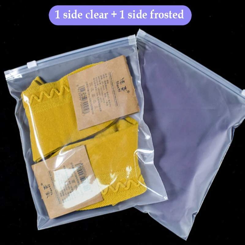 50pcs Frosted zip seal ziplock plastic bags for clothing Zipper Bags with Logo Printed for Clothing Coat Jeans Hoodies Package