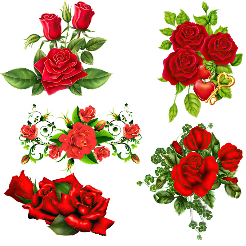 Three Ratels QCF185 Bright red rose celebration site decoration home wall paste toilet Decal