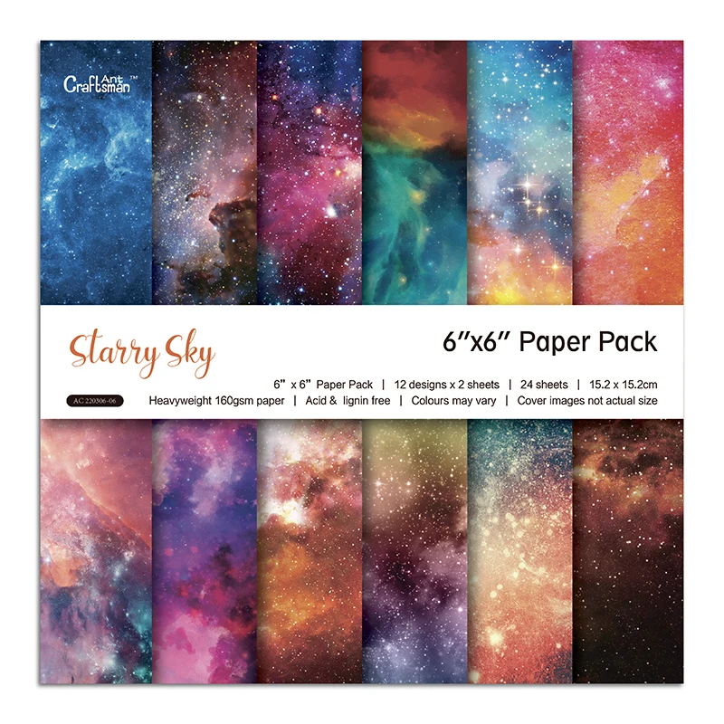 2022 New starry sky style Scrapbooking paper pack of 24 sheets handmade craft paper craft Background pad  051