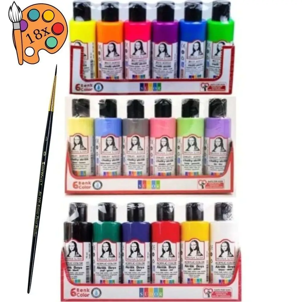 18Colors Acrylic Paint Set Art Supplies Airbrush Professional Hand Product Water Resistant DIY Wood Fabric Canvas Glass Fast Dry