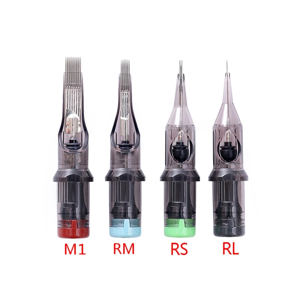 RS 40pcs Disposable Sterilized Round Shader Tattoo Cartridge Needles For Permanent Lip Eyebrow Makeup Tattoo Rotary Pen Supplies