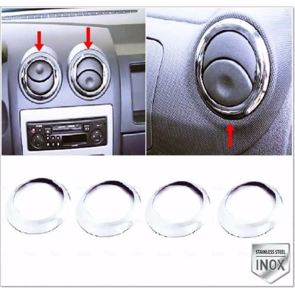 

For Dacia Duster 2010-2018 Inner Air Vent Frame 4 Pcs Stainless Steel Car Interior Accessories Chrome Styling Moulding Trim