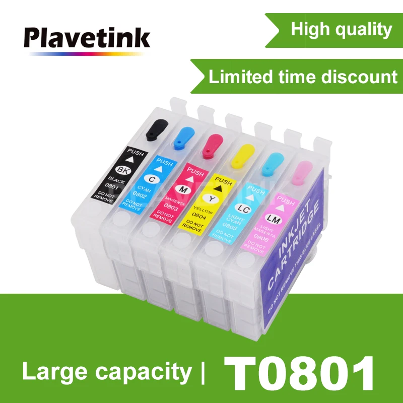 

Plavetink Ink Cartridge T0801 -6 For Epson Stylus Photo P50 T59 R265 R270 R285 R290 R360 RX560 RX585 RX610 RX650 RX685 Printer