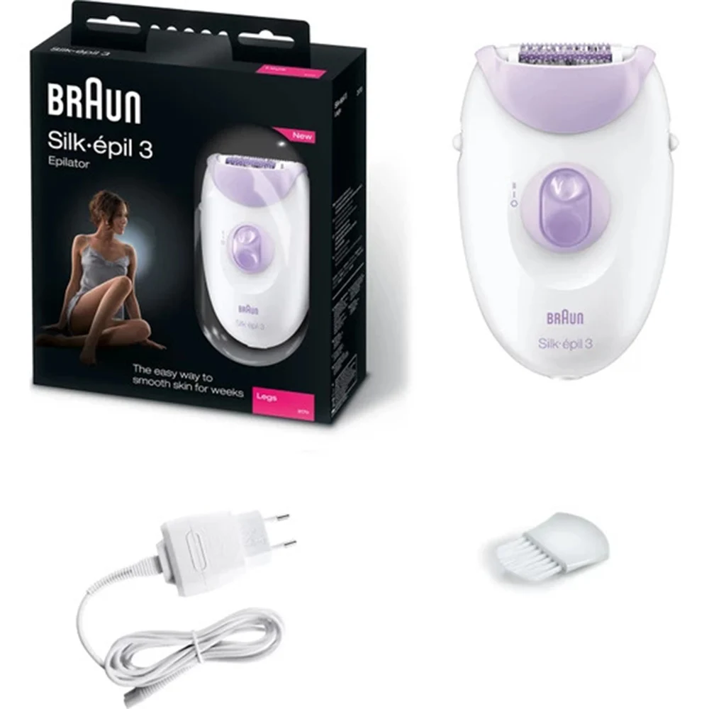 Braun Silk Epil 3 3170 Epilator Soft Perfection Hair Removal Device For Hairless Skin, Woman, Body,