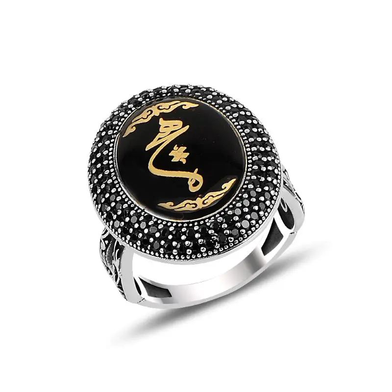 925 Sterling Silver Ring For Women Black Mine Decorated with zircon stone  Exaggerated Silver Hand Jewelry All Size Top Selling