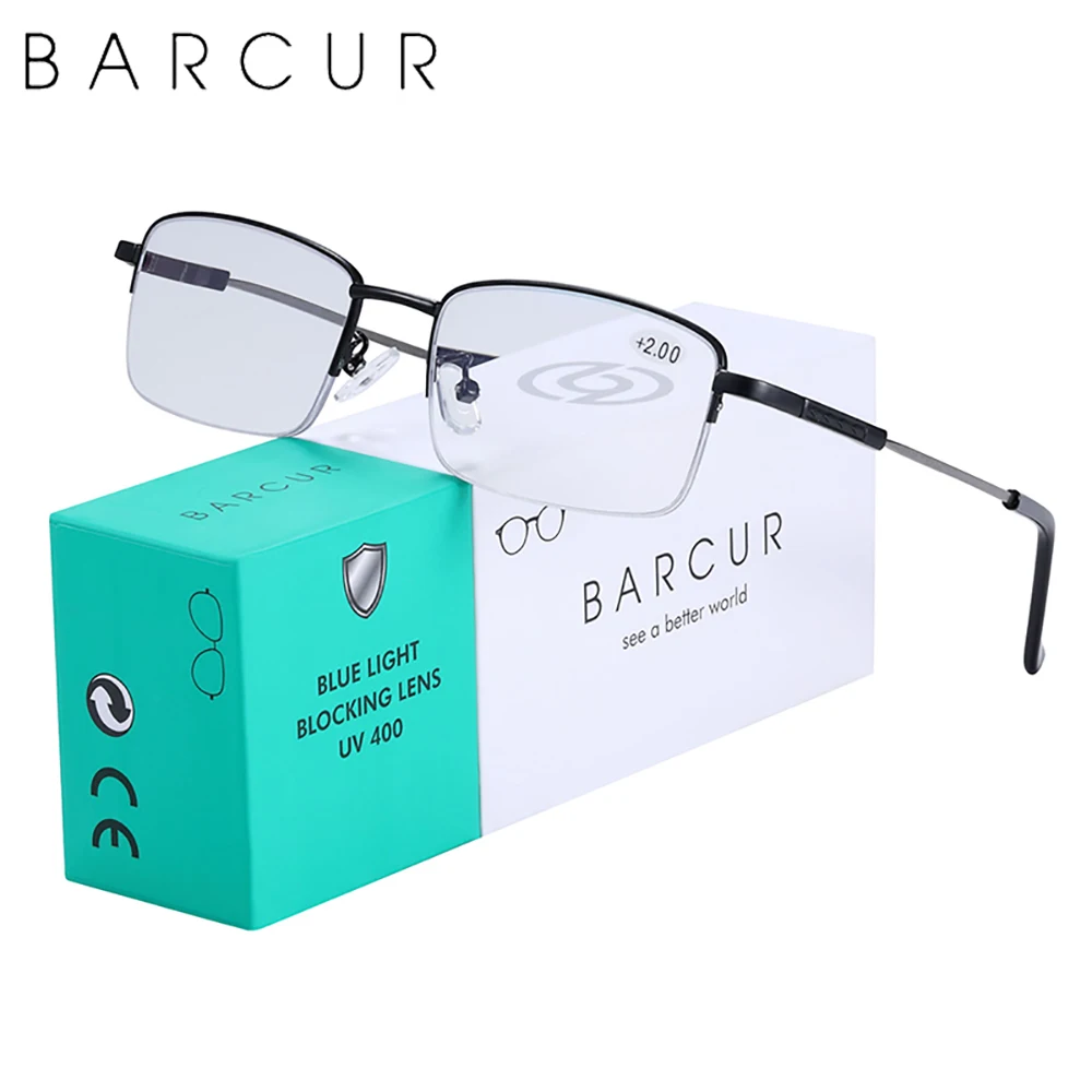 BARCUR Reading Glasses Men Women Progressive Bifocal Anti Blue Ray UV Protection Eyewear