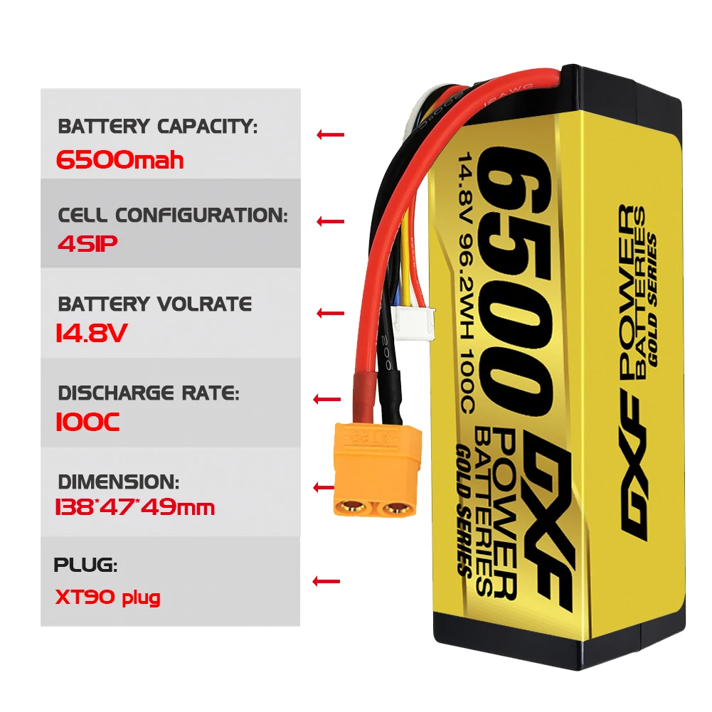 DXF Lipo аккумулятор 2S 3S 4S 7,4 В 11,1 В 14,8 В 5200 мАч 6500 мАч 6750 мАч 7000 мАч 8000 мАч 8400 мАч для запасных частей RC Car Truck Arrama