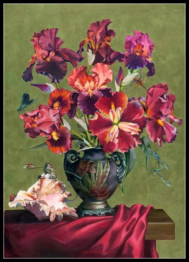 

Red Tulips - Counted Cross Stitch Kits - Crafts DIY Handmade Needlework for Embroidery 14 ct Aida Oil Painting