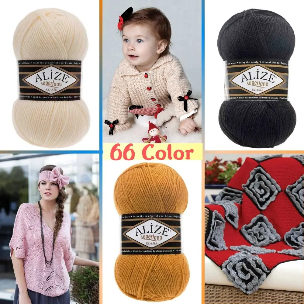 

Wool Knitted Thick Yarn (5 Ball) 280 Meters (100gr) -66 Color-Hand Knitting Yarn Ball Scarf-Alize Superlana Classic -Blanket-Winter-Warm - Baby - Scarfs - Cardigan - Beret - Dress Made In Turkey