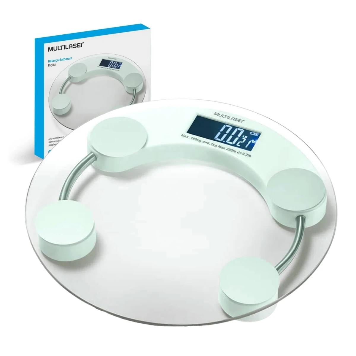 Digital bathroom glass scale body weight up to 150kg Multilaser