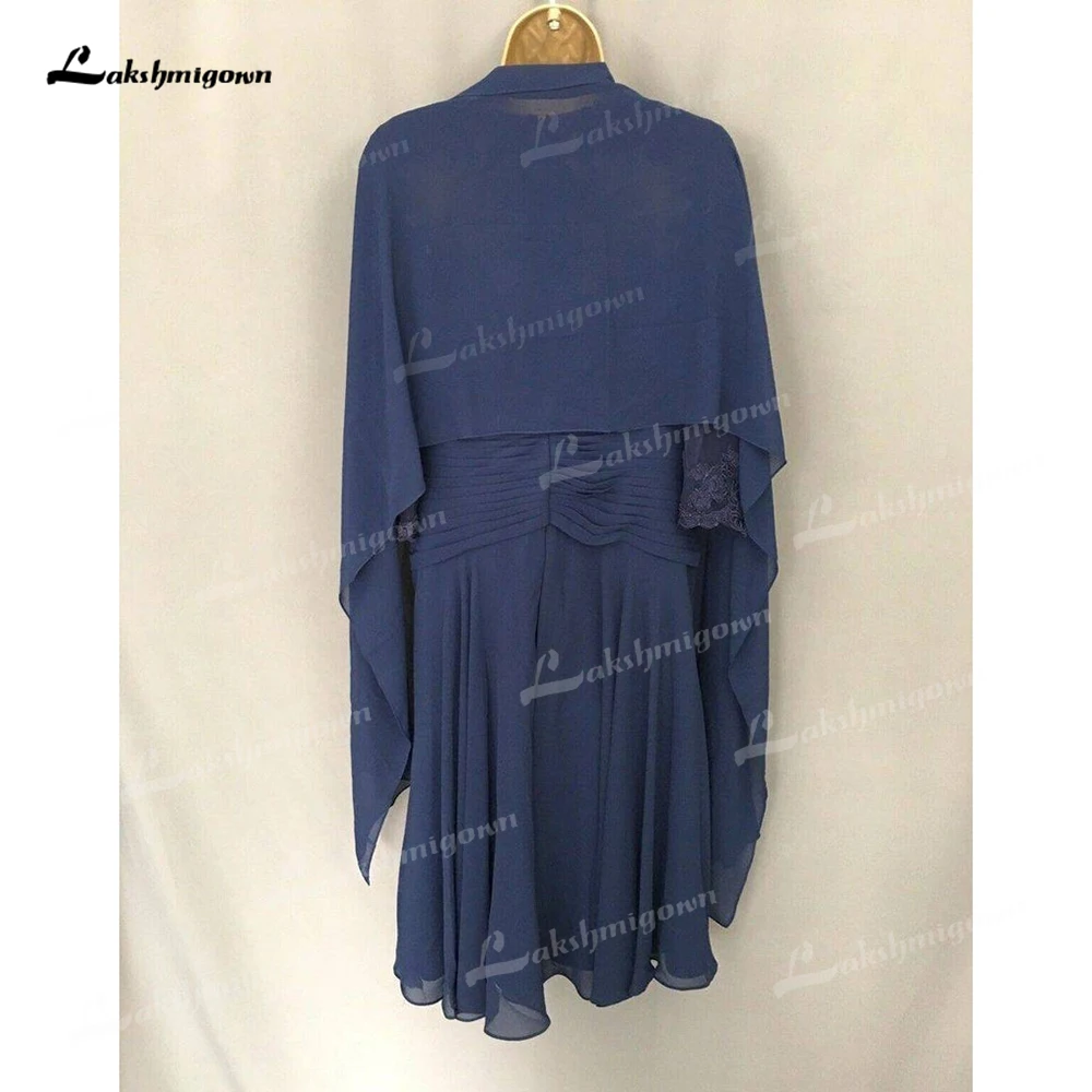 Vestidos para madre de la novia de talla grande, apliques, vestido de noche de noite, tres cuartos hasta la rodilla, azul