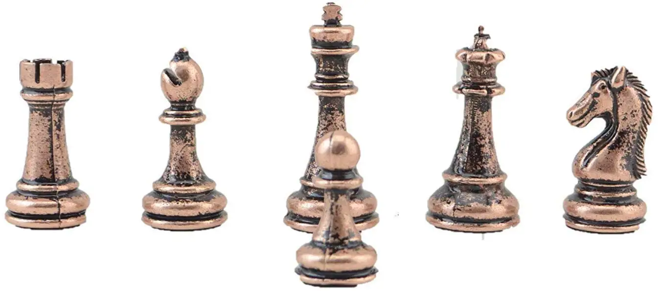 Classic Antique Copper Handmade Chess Pieces King 7.5 cm (Only 32 Pieces, Without Board)