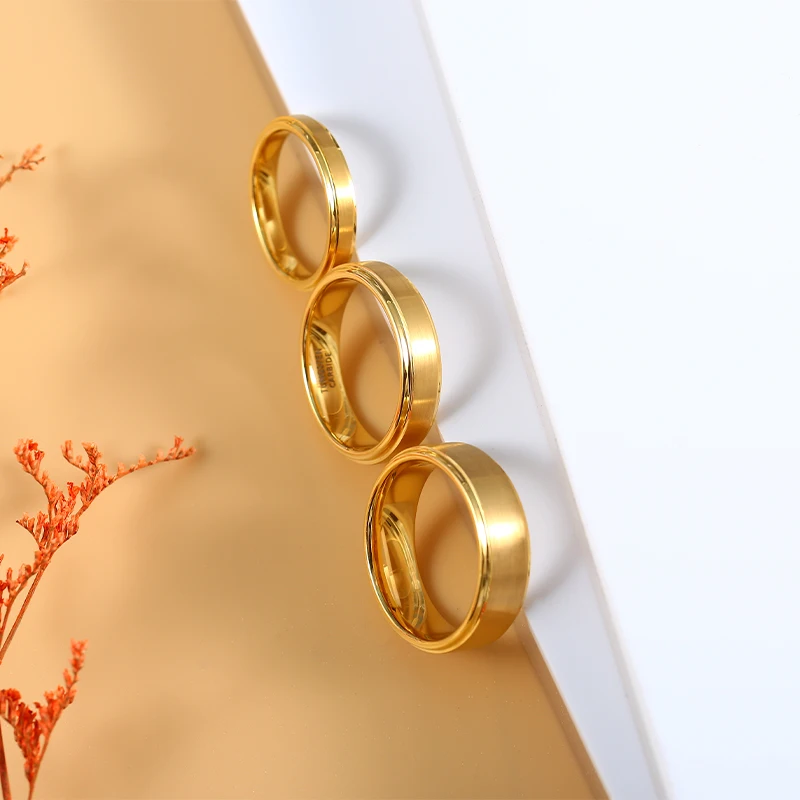 Classic Wedding Bands For Women Men Couples Tungsten Carbide Gold Color Marriage Ring anillo tungsteno pareja boda 4/6/8mm