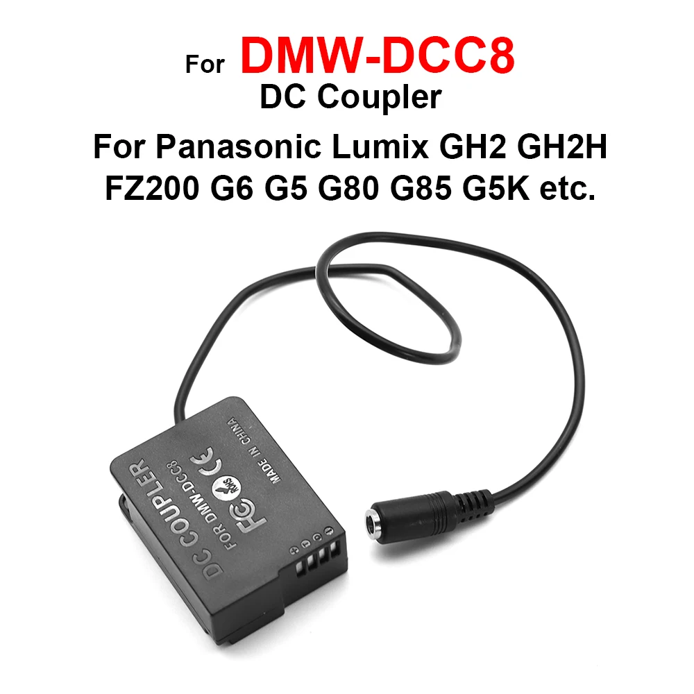 DC Coupler DMW-BLC12P Dummy Battery 4017 Female for DMW-DCC8 for Lumix G85 G80 FZ200 FZ300 GX8 G7 G6 G5 GH2 GH2K GH2S etc.