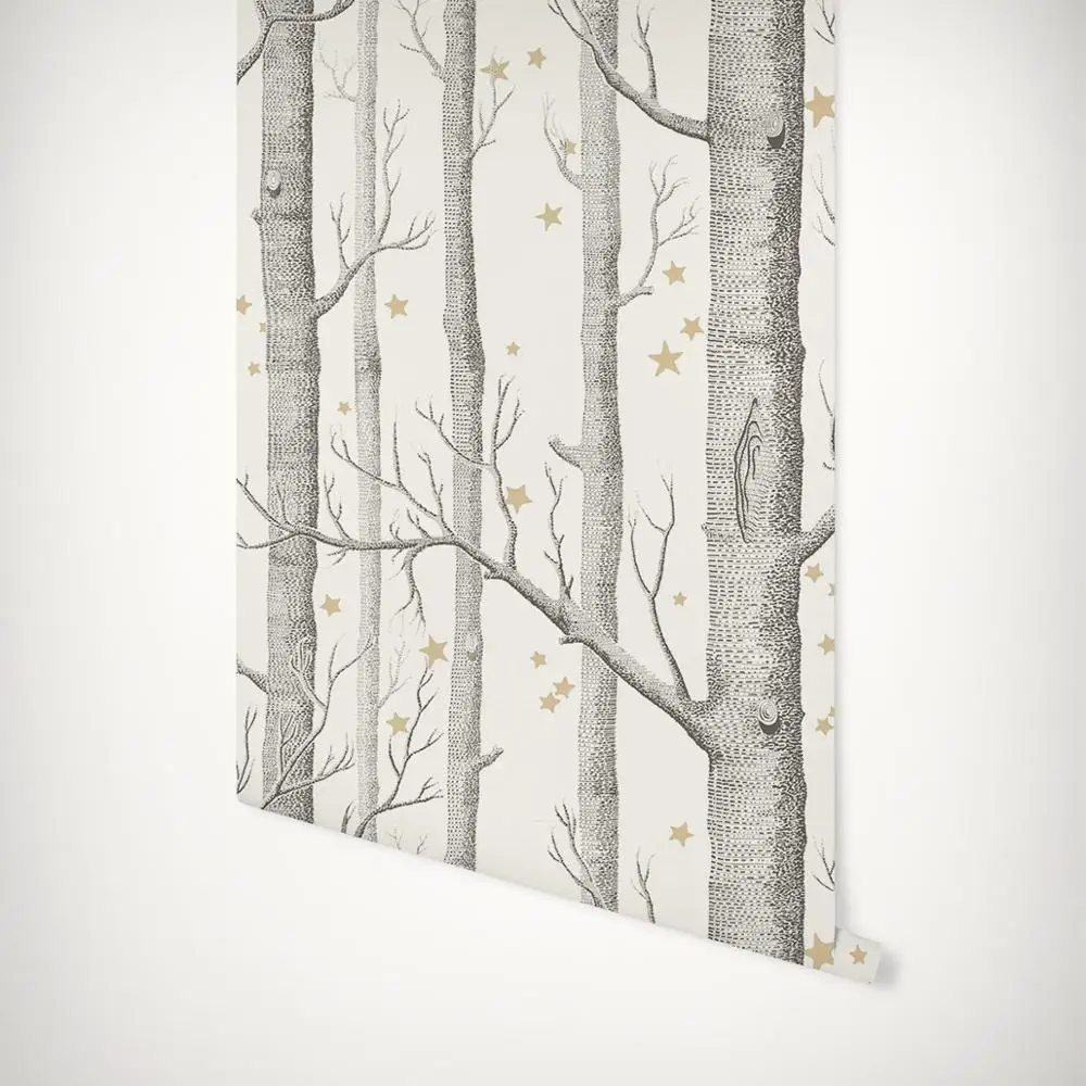 Birch Tree with Stars wallpaper Woods Forest Mural wallpaper 3d Papeete Cuts scandinavian  style FLC46001