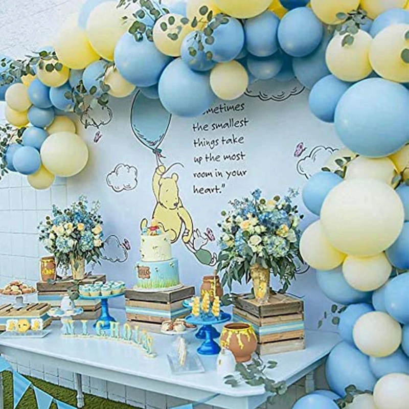 Macaron Blue And Yelloow Balloon Garland Arch Kit Birthday Party Bear Baby Shower Decoration Arche Ballon Anniversaire