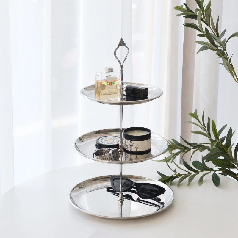 2/3 Layer Detachable Cake Stand Stainless Steel Sundries Display Holder Fruit Snack Candy Tray