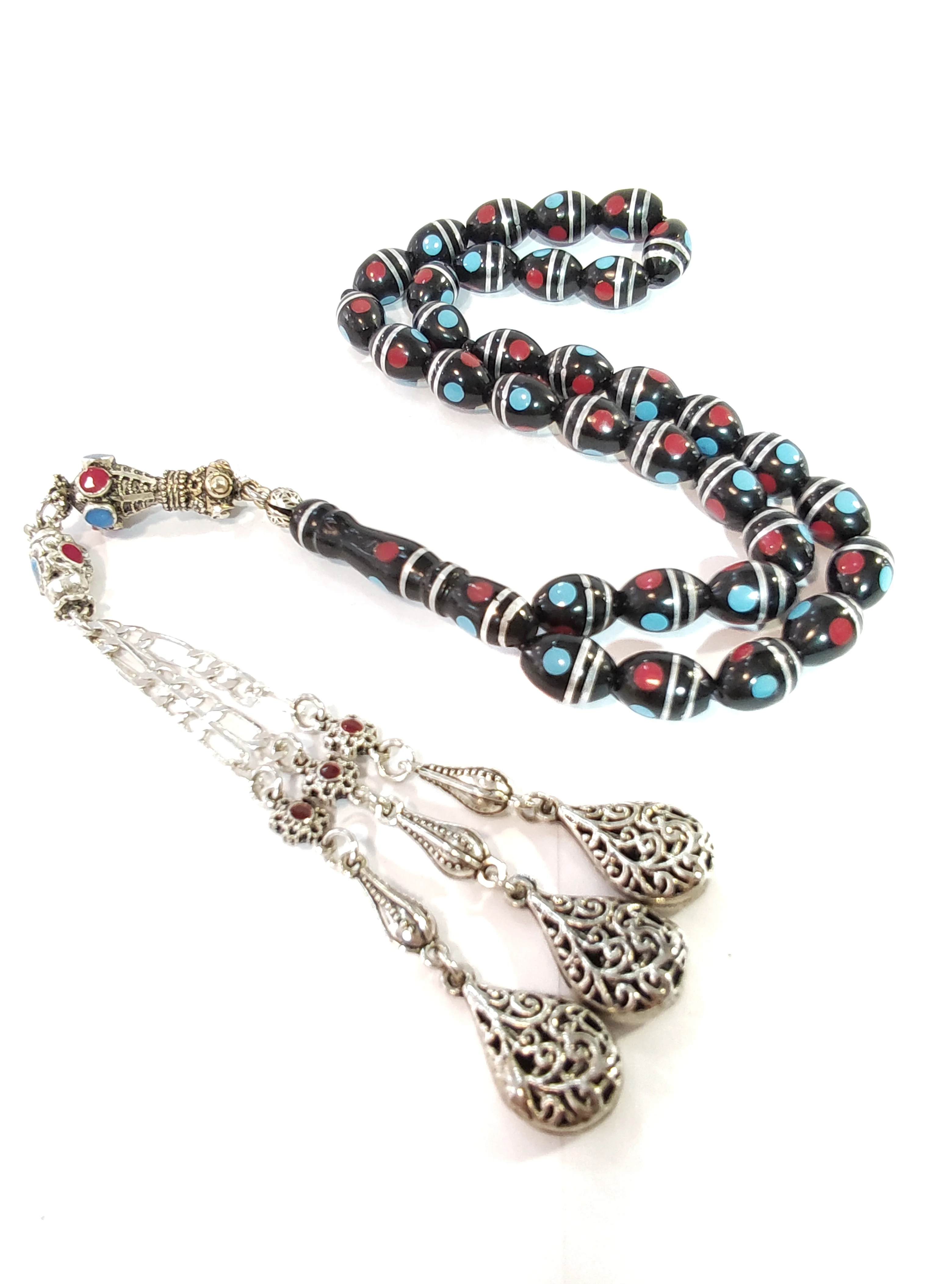 Prayer Bead Tasbeeh Muslim Black Coral Rosary Tesbih Glazing Metal Marquetry High Quality 33 Gift Lathe And Handmade