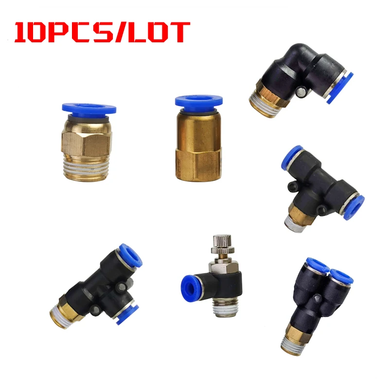 10PCS High Quality Quick Release Brass Fitting PL/PB/PCF/PC/SL/PD/PX Type Air Hose Rapidities Pipe pneumatic connector