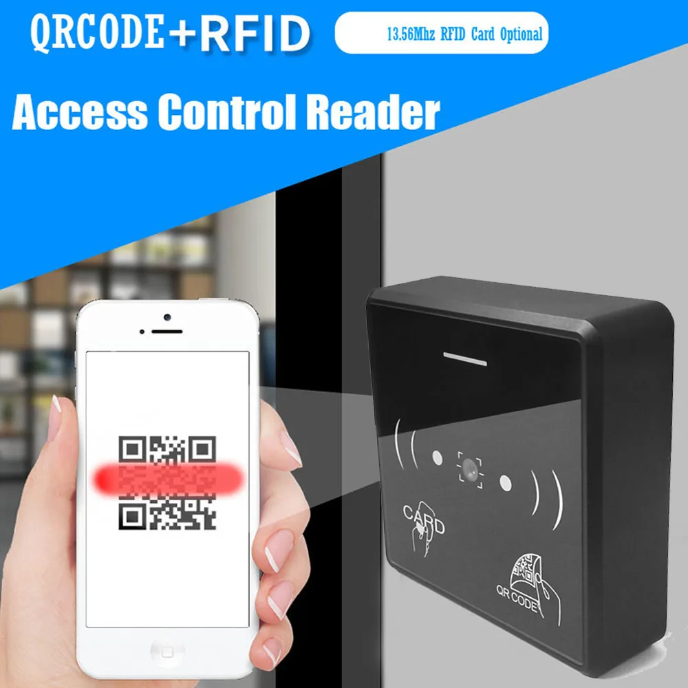 Czytnik kodów kreskowych RFID 13,56 MHz, czytnik kodów QR do kontroli dostępu, wyjście TTL/RS485/Wiegand 26/34, karta NFC, 20000 użytkowników, aplikacja mobilna