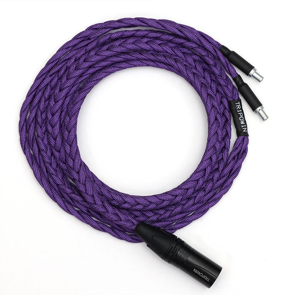 Tripowin GranVia 26AWG 36 Stränge x 4 Core Handgemachte Kopfhörer Ersatz Kabel für HD650 HD580 HD800 HIFIMAN ANANDA Lila – Detail 15